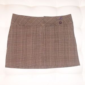 Brown Plaid Mini Skirt